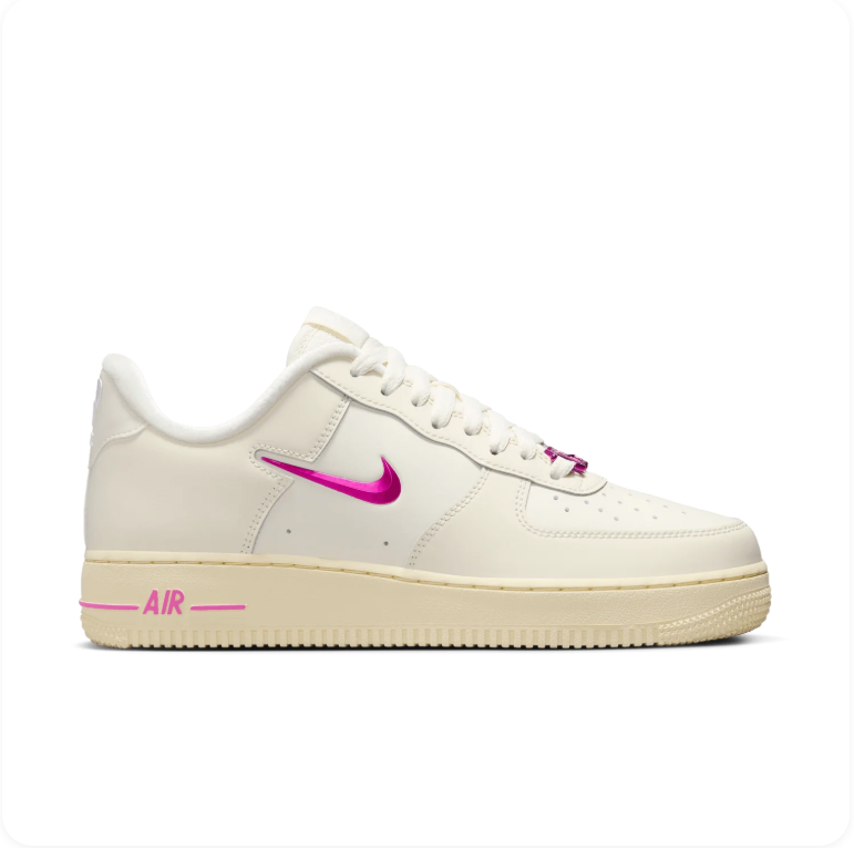Nike Air Force 1 '07 – Sail/Laser Fuchsia Jewel Swoosh (Women's)