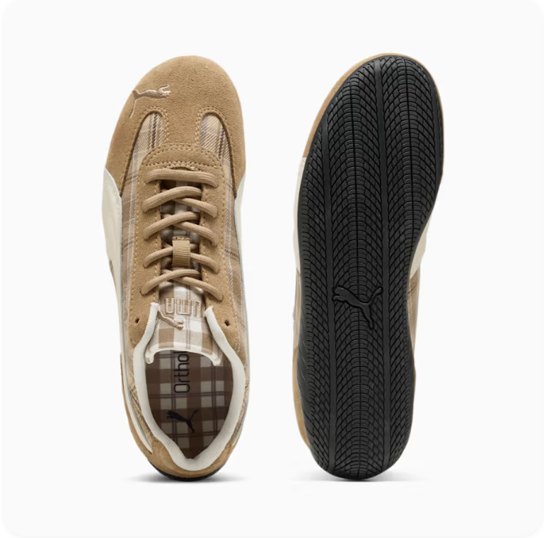 Puma Speedcat OG – Tan/Cream Plaid Print