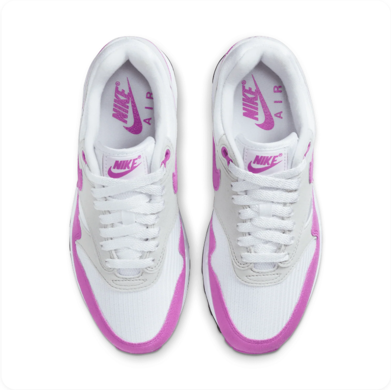 Nike Air Max 1 – White/Fuchsia Dream/Neutral Grey (Women's)