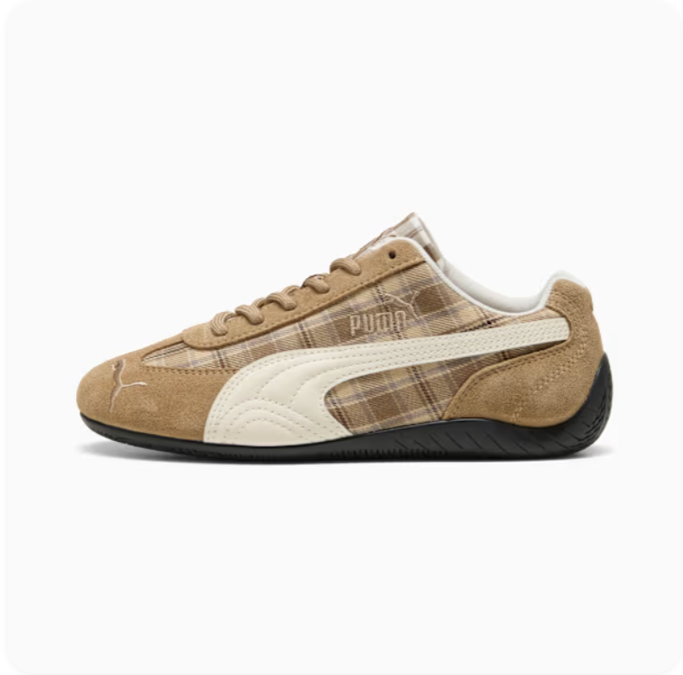Puma Speedcat OG – Tan/Cream Plaid Print