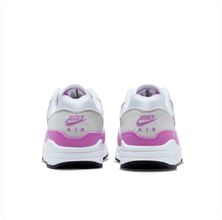 Nike Air Max 1 – White/Fuchsia Dream/Neutral Grey (Women's)