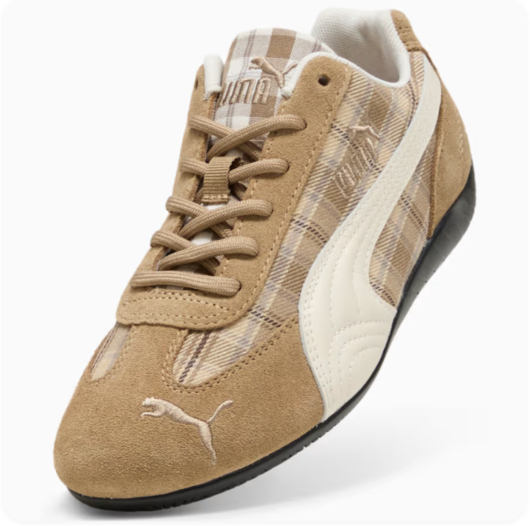 Puma Speedcat OG – Tan/Cream Plaid Print