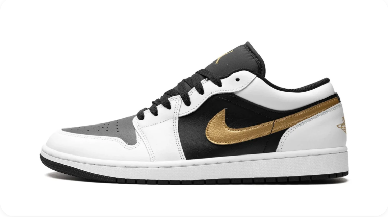 Air Jordan 1 Low – White/Black/Metallic Gold