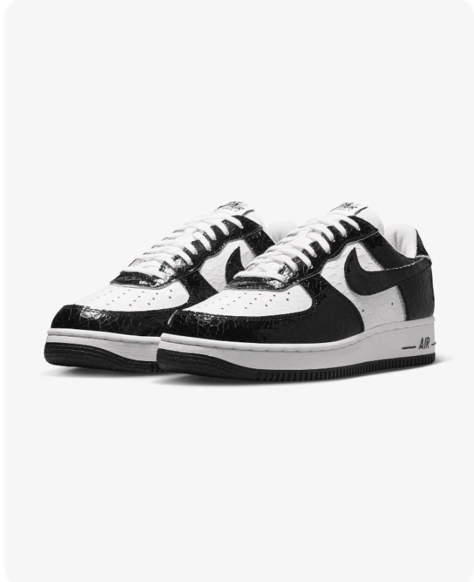 Nike Air Force 1 '07 – White/Black Crocodile Patent Leather