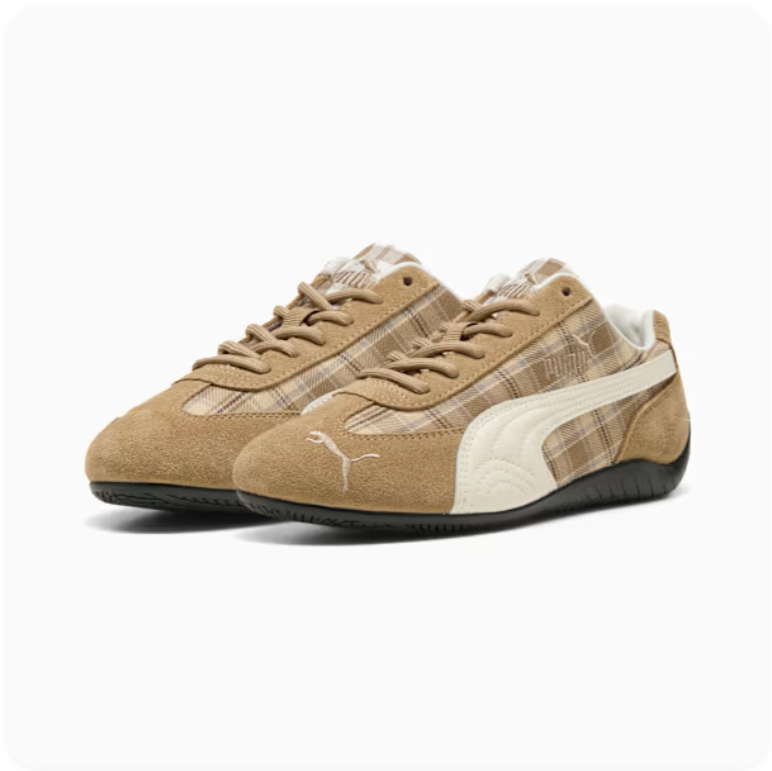 Puma Speedcat OG – Tan/Cream Plaid Print